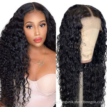 Uniky 100% virgin brazilian 150 180 density HD lace front wigs highlight long deep wave human hair wigs for black women